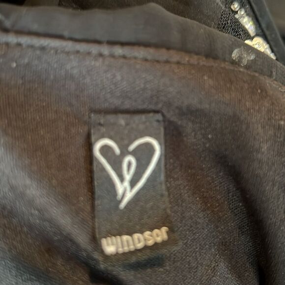 Windsor Black Silver Fit & Flare Mini Dress Juniors 11/12 Sleeveless Rhinestone - Picture 7 of 10